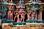 The great Chola temples of Tamil Nadu - The Sri Ranganatha Temple of Srirangam. Detail of the gopura of the North entrance to the temple.